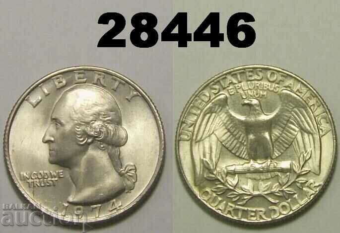 1/4 dolar SUA 1974 UNC