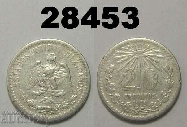 Mexico 20 centavos 1919 silver