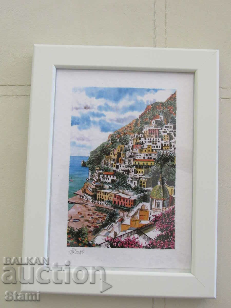 +Series of small framed paintings-Amalfi, Italy
