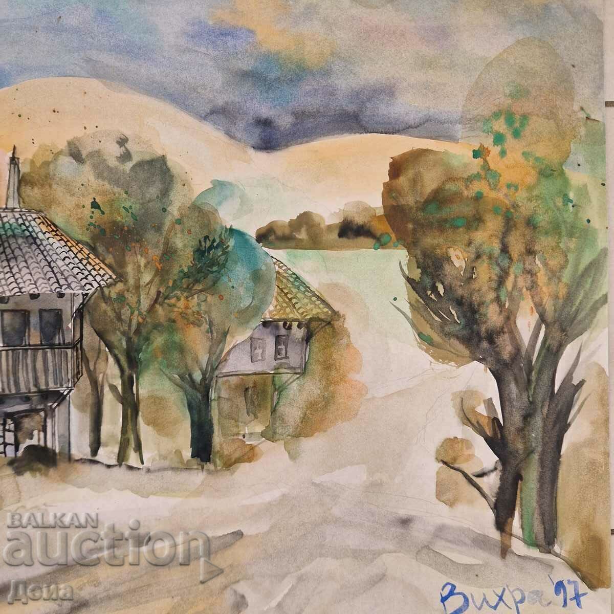 Доставка на Голям майсторски акварел 1997г.