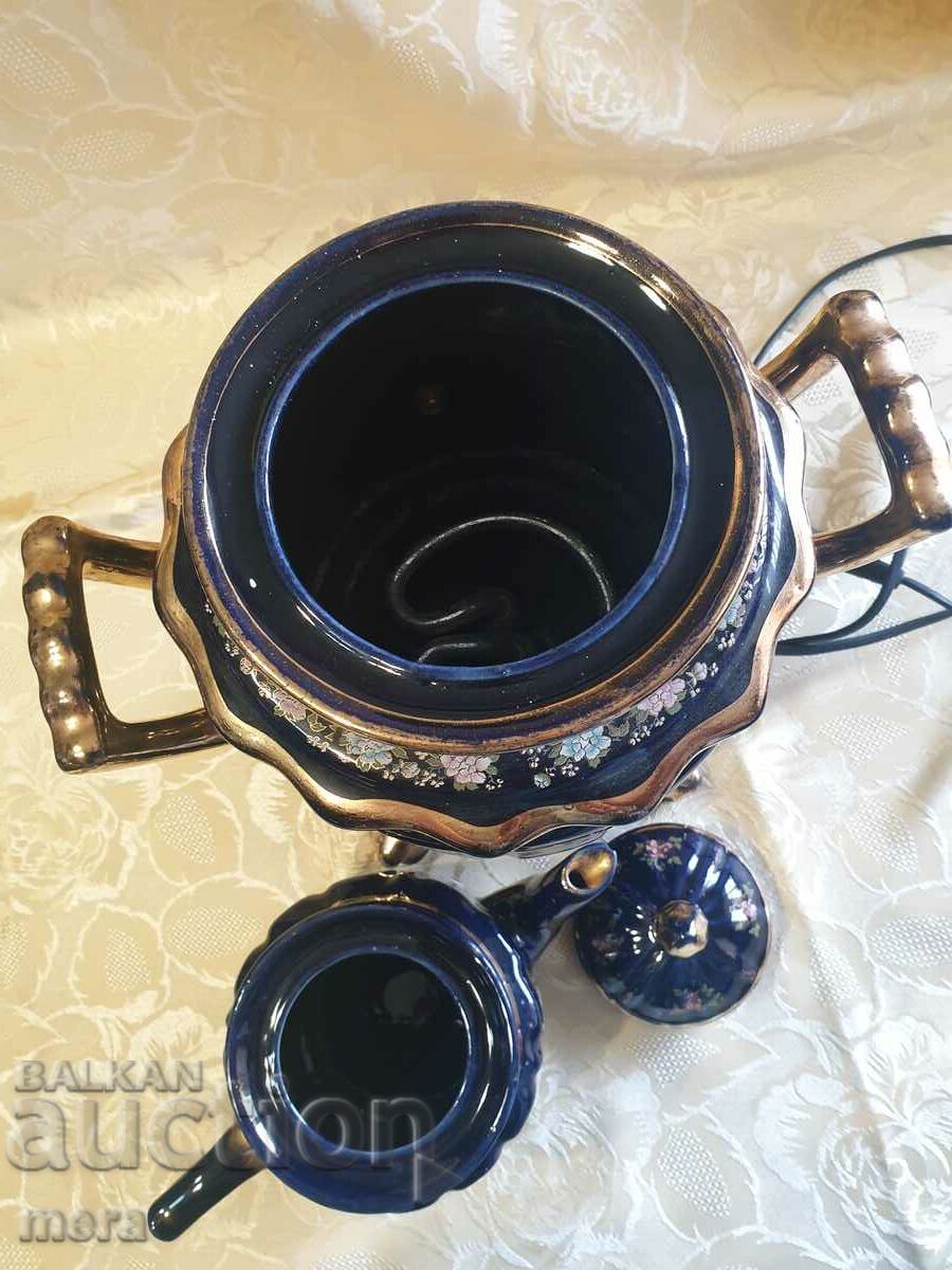 Livrarea Samovar mare din porțelan cobalt cu ceainic