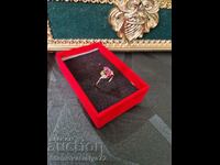 A great Russian Soviet gold ring with rubies and enamel