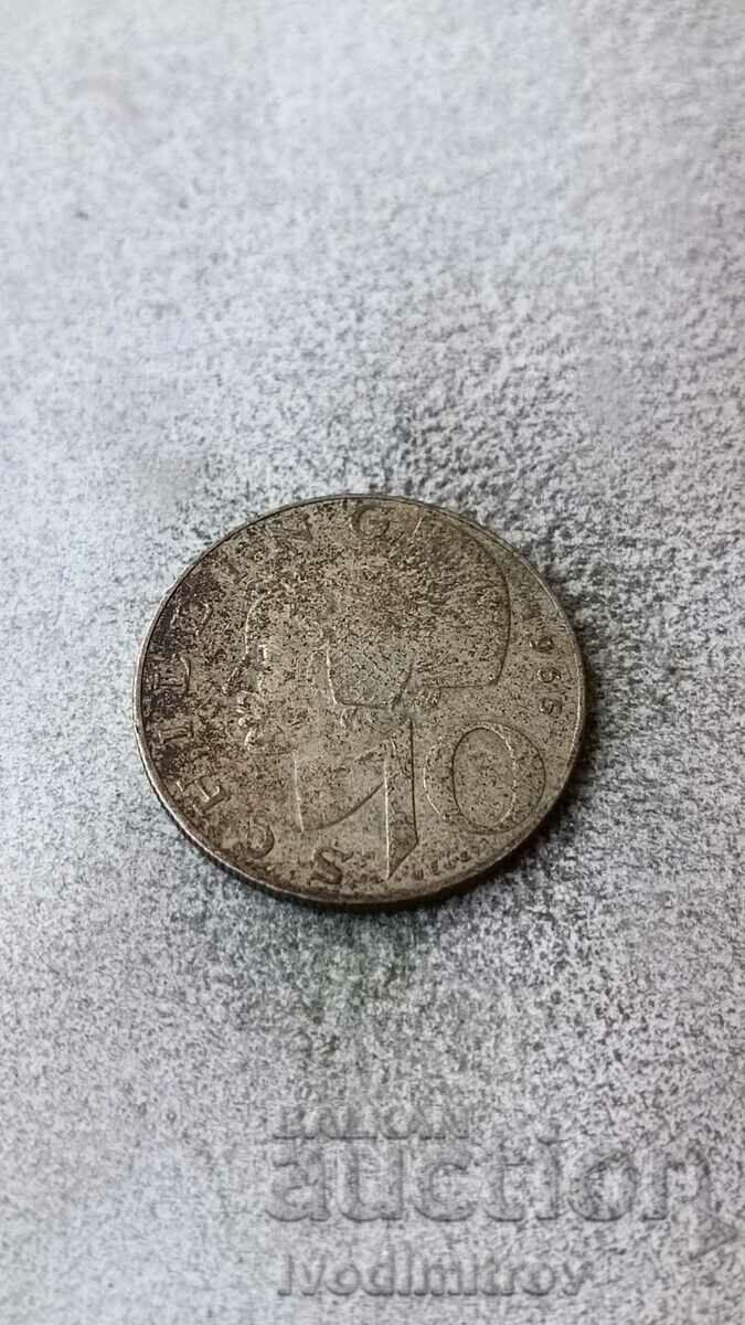 Austria 10 Shillings 1965 Silver