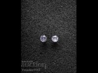 Silver earrings with pink moissanite