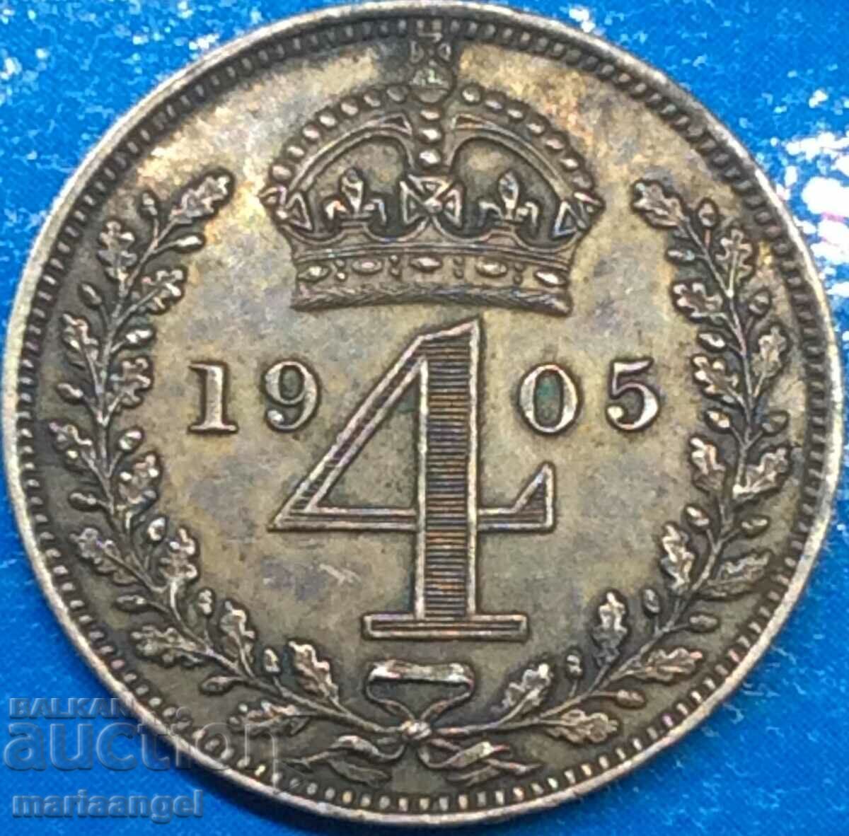 4 pence 1905 Marea Britanie Maundy Edward VII (1848-1910)