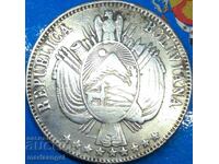 Bolivia 1865 1 boliviano 24.85g silver - extremely rare