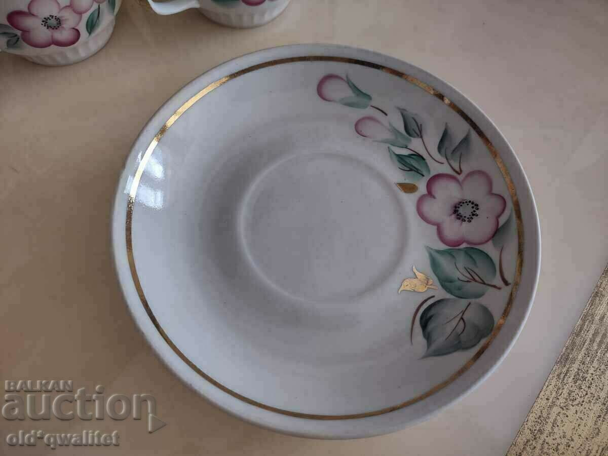 Russian porcelain tea/coffee service, hand painted, marked with price 497.00 BGN | € 254.11 Russian porcelain tea/coffee service, hand painted, marked with price 497.00 BGN | € 254.11