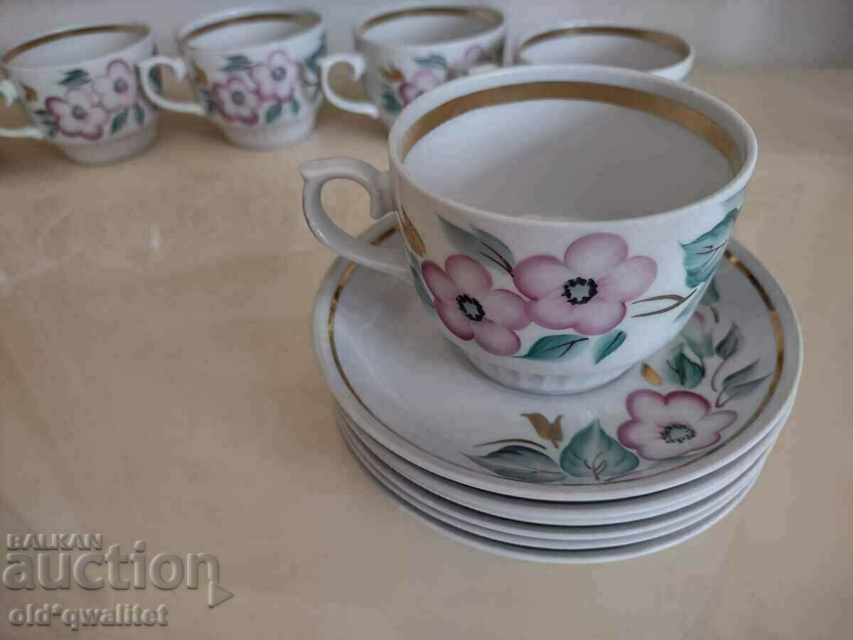 Auction Russian porcelain tea/coffee service, hand painted, marked Auction Russian porcelain tea/coffee service, hand painted, marked