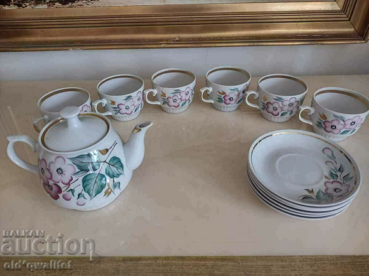 Russian porcelain tea/coffee service, hand painted, marked