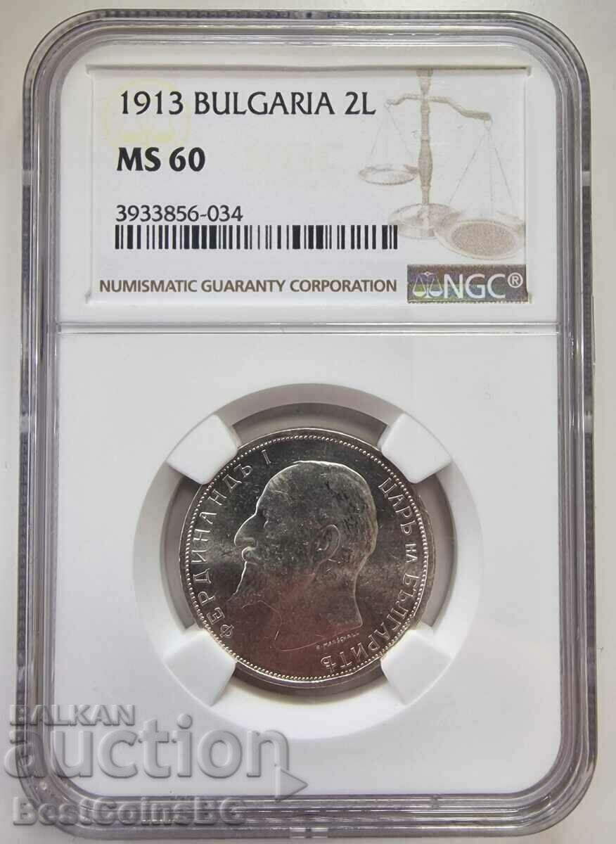 2 LEVA 1913 MS 60 NGC de 1 cent