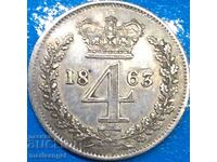 Great Britain 4 Pence 1863 Maundy Victoria Silver