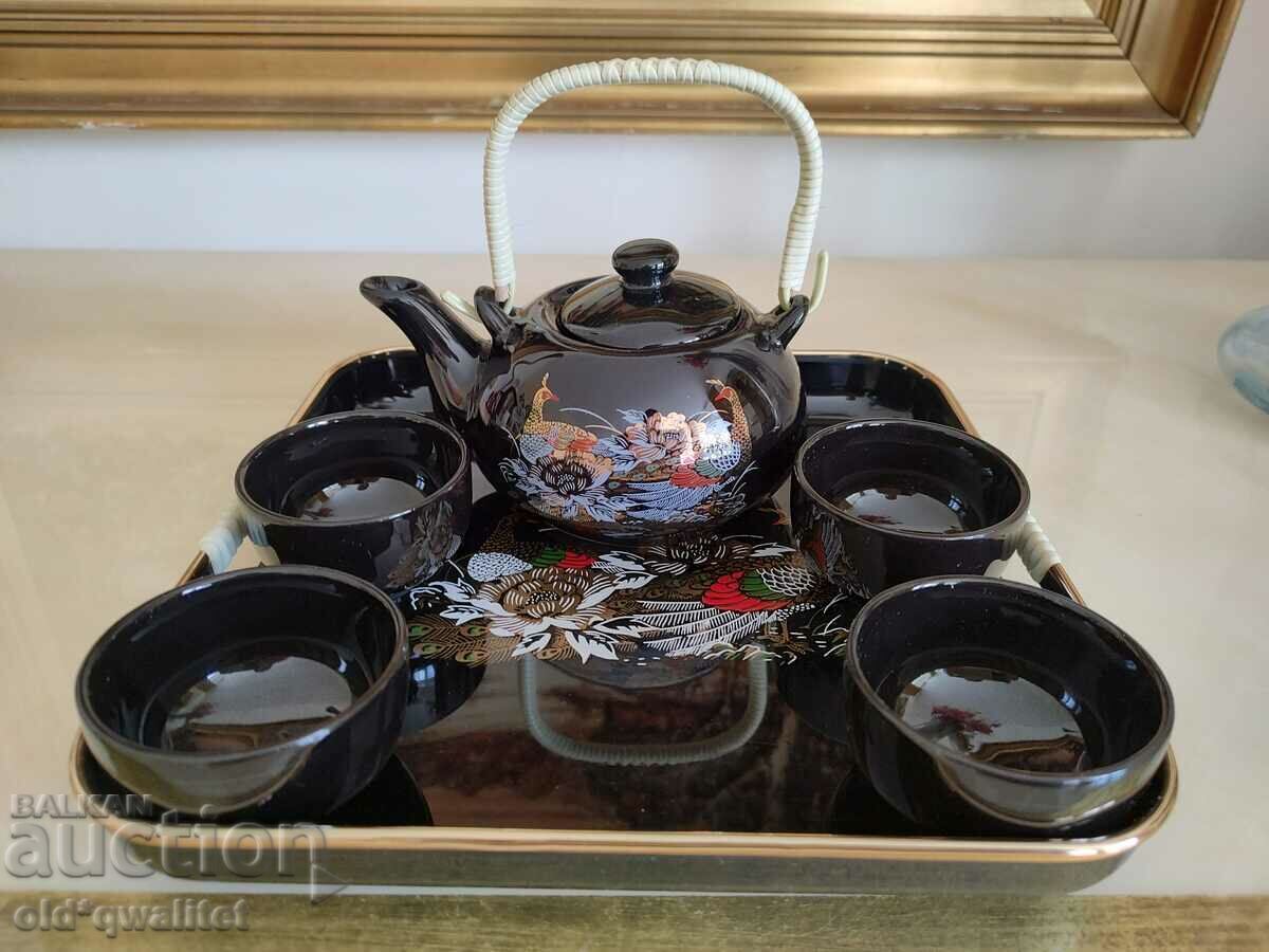 Green tea service, porcelain, with tray, motifs with price 197.00 BGN | € 100.72 Green tea service, porcelain, with tray, motifs with price 197.00 BGN | € 100.72