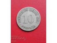 Γερμανία-10 Pfennig 1891 E-Muldenhüten