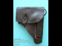 Old, leather, military, holster with ramrod.