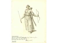 GRAVURA VECHE - 1757 - TATAR CRIMEAN - COSTUM - ORIGINAL