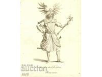 GRAVURA VECHE - 1757 - SOLDAT ARAB - COSTUM - ORIGINAL