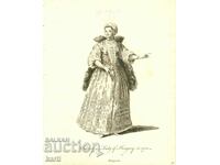 OLD ENGRAVING - 1757 - WOMAN FROM HUNGARY - COSTUME - ORIGINAL