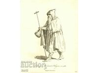 OLD ENGRAVING - 1757 - Religious Beggar - COSTUME - ORIGINAL