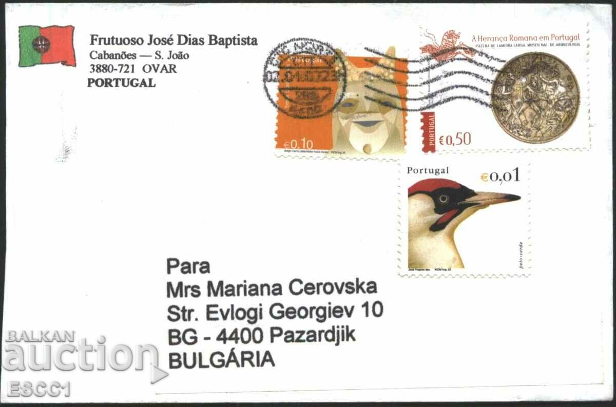 Traveled Envelope with Stamps Roman Heritage Bird from Portugal