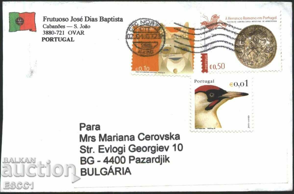 Traveled Envelope with Stamps Roman Heritage Bird from Portugal