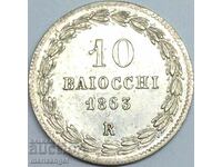 10 Baiochi 1863 Vatican R - Pope Pius IX Silver