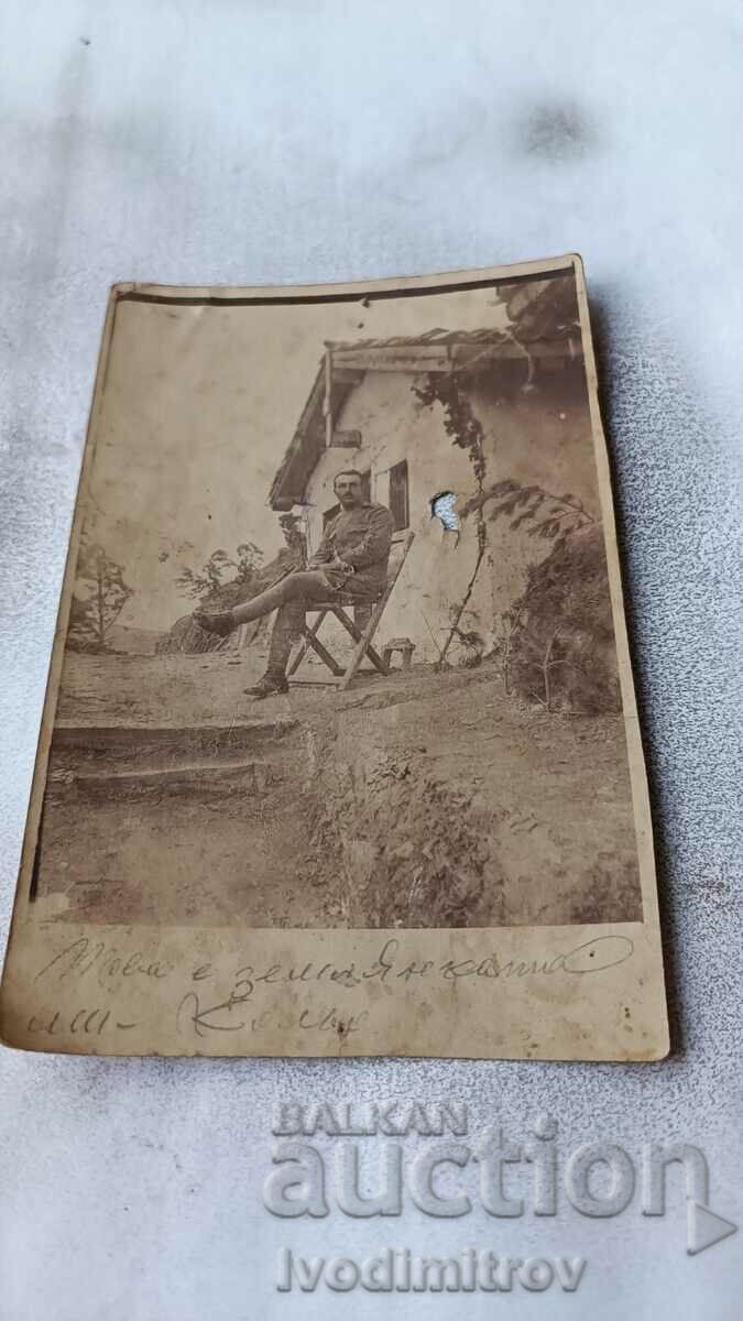 Photo Officer in front of dugout 1918 First World War