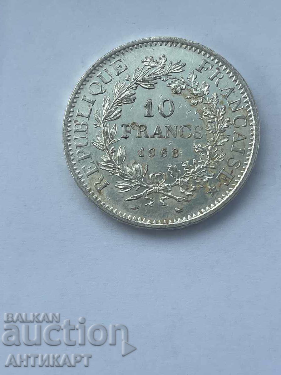 silver coin 10 francs France 1968 silver