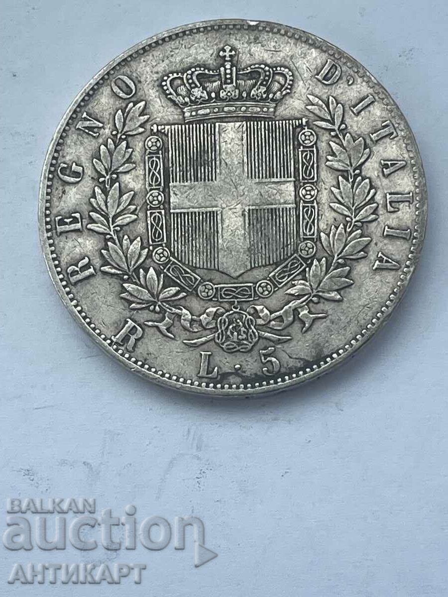#2 silver coin 5 lire Italy 1875 silver