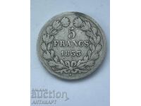 silver coin 5 francs France 1833 silver