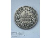 silver coin 5 francs France 1838 silver