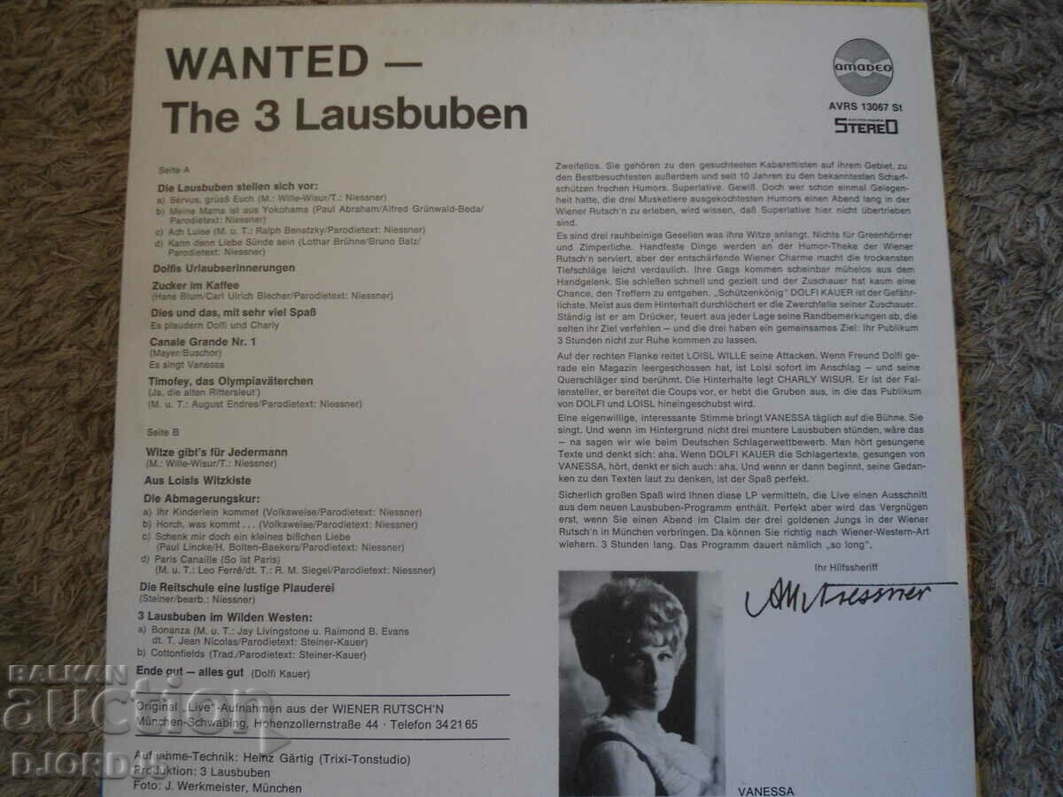 WANTED the 3 LAUSBUBEN, turntable, large with price 10.00 BGN | € 5.11 WANTED the 3 LAUSBUBEN, turntable, large with price 10.00 BGN | € 5.11