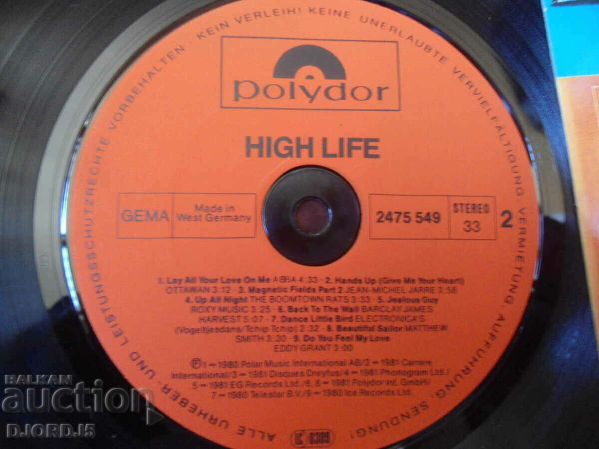 Delivery of HIGH LIFE, ORIGINAL TOP HITS, gramophone record, large
