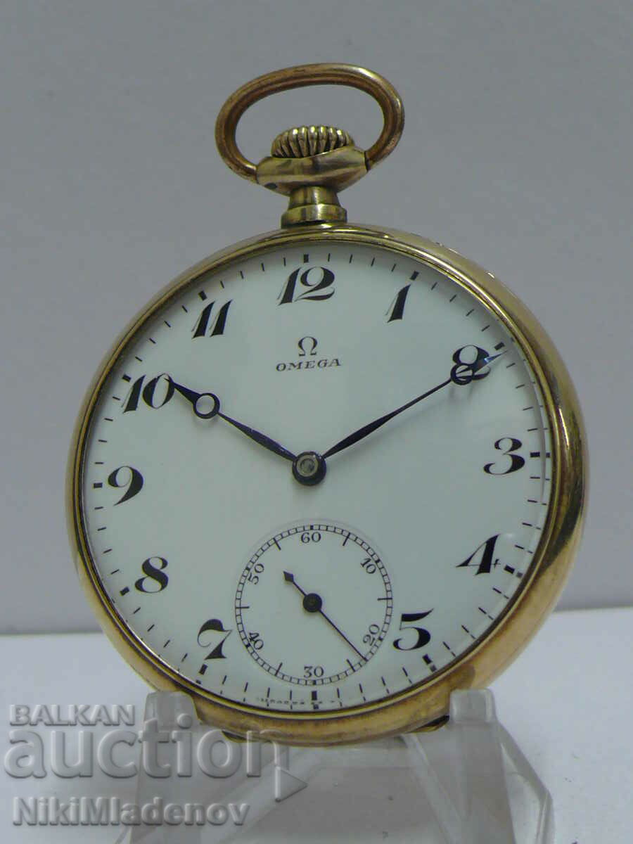 Swiss ОМЕГА OMEGA Позлатен джобен часовник, Механичен