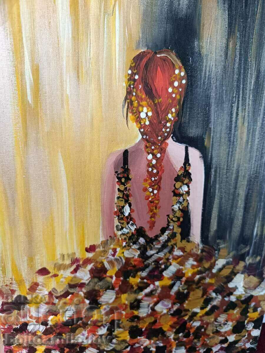 Φθινοπωρινό κορίτσι/ζωγραφισμένη εικόνα 30/40 Φθινοπωρινό κορίτσι/ζωγραφισμένη εικόνα 30/40