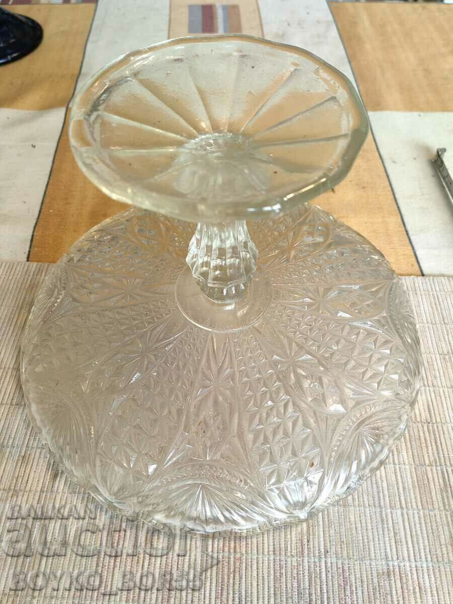 Livrarea Fructeară din sticlă regală antică rar 26/17 cm.
