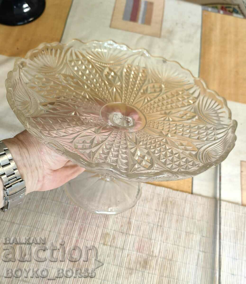 Fructeară din sticlă regală antică rar 26/17 cm. - 5