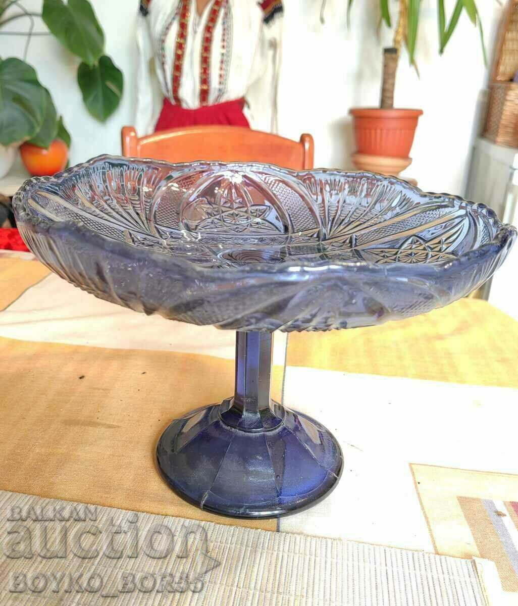 Σπάνιο Μπλε Αντίκα Royal Glass Fruit Bowl 28/18 cm