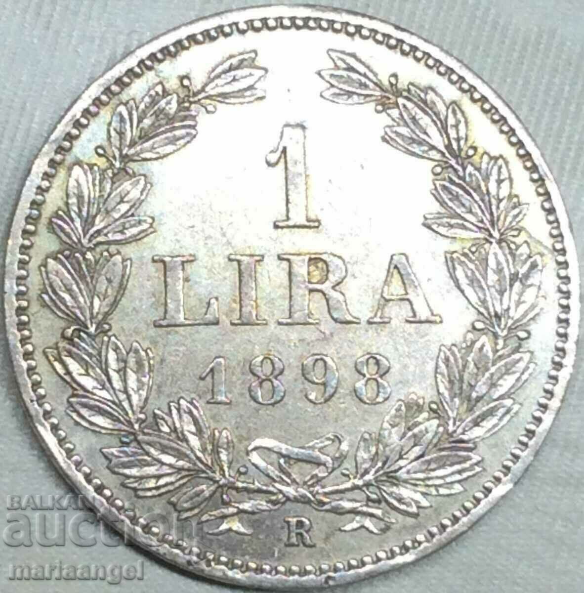 Сан Марино (Грешка - Сан МаринИ) 1 лира 1898 сребро