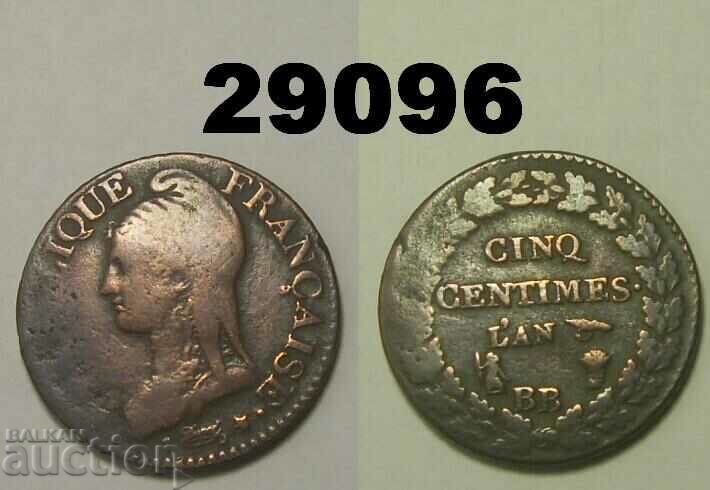 Франция 5 сантима 1796-99 BB