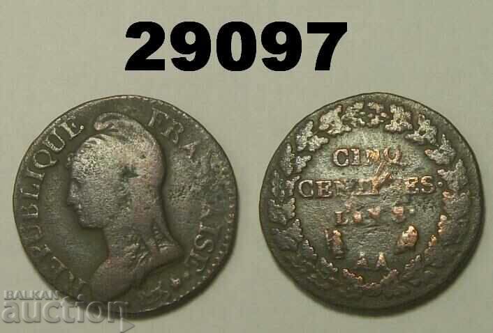 Franta 5 centimes 1799 Anne 8 AA