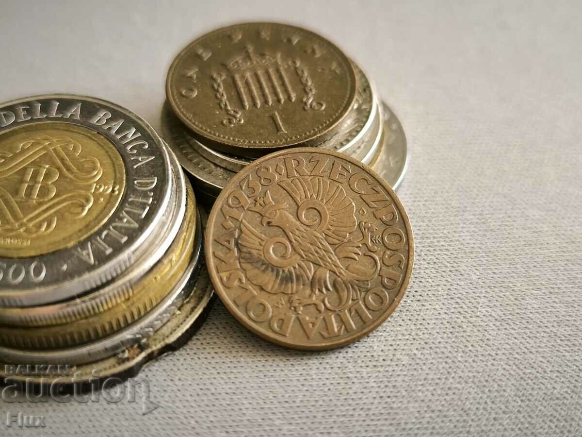 Монета - Полша - 5 гроша | 1938г. с цена 4.25 лв. | € 2.17 Монета - Полша - 5 гроша | 1938г. с цена 4.25 лв. | € 2.17