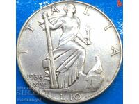 10 лири 1936 Италия Виктор Емануил II 27мм UNC  сребро