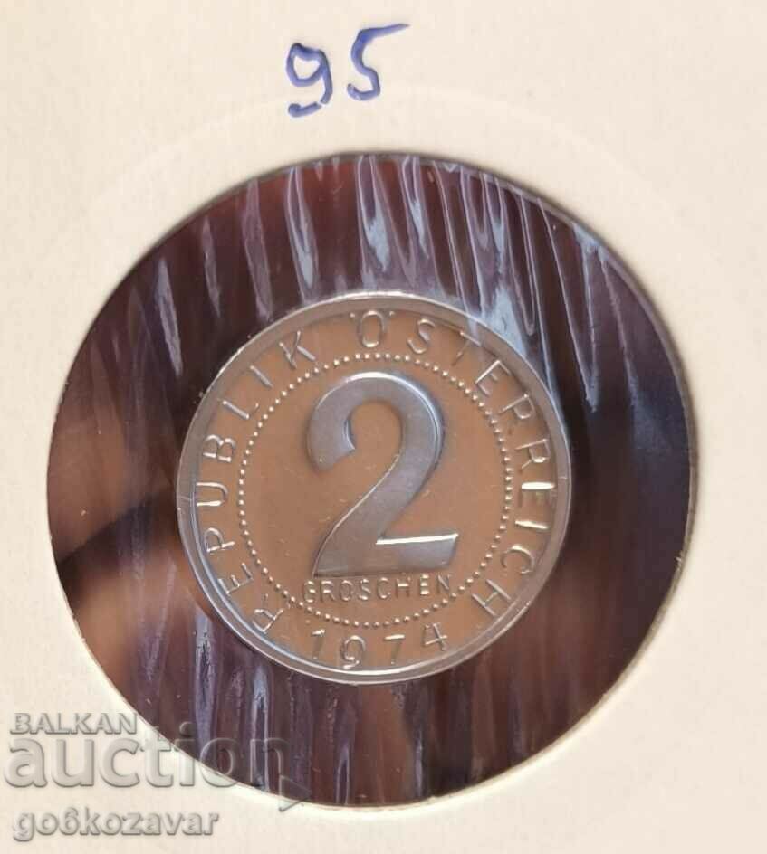 Австрия 2 Гроша 1974г  Proof UNC От Фишек !