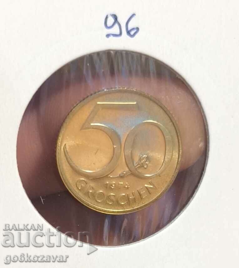 Austria 50 Groscha 1974 Proof UNC From Fishek!