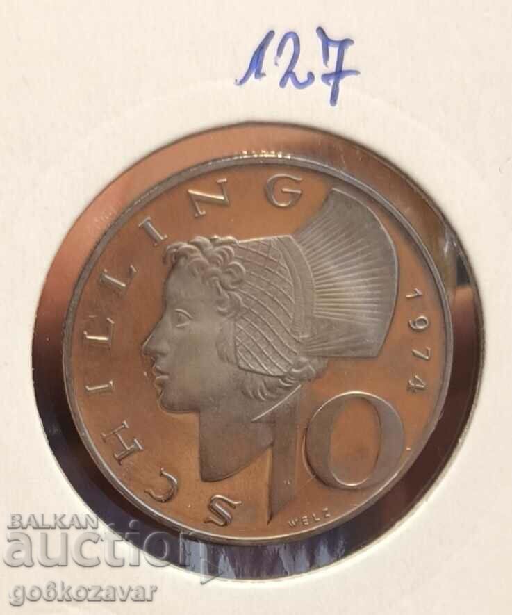 Austria 10 Shillings 1974 Proof UNC From Fishek !