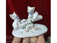 Vintage porcelain figurines of playing kittens