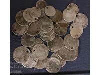 Silver coins with holes 36 pcs. -163g.
