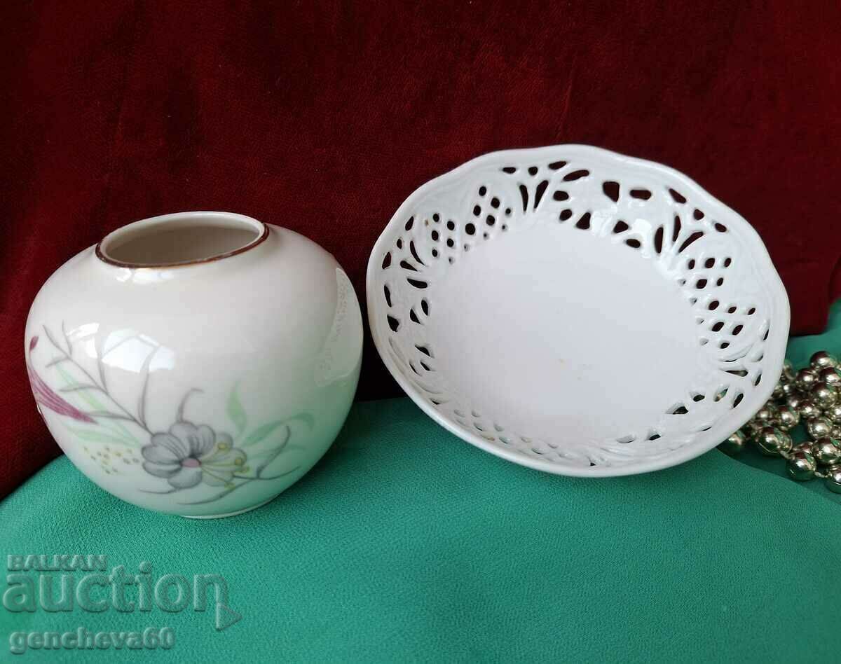 A beautiful vase and saucer made of fine porcelain with price 12.00 BGN | € 6.14 A beautiful vase and saucer made of fine porcelain with price 12.00 BGN | € 6.14