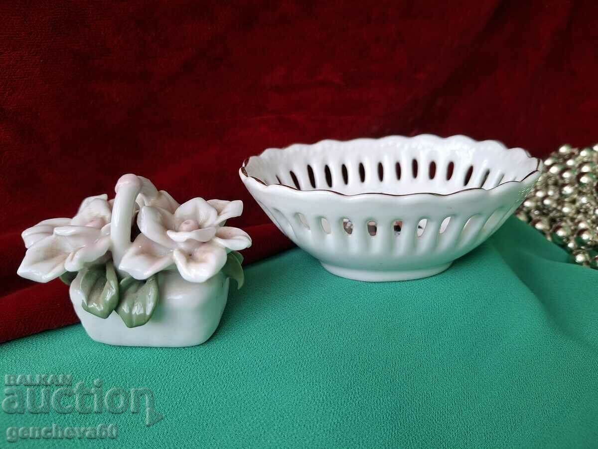 Porcelain basket and saucer with price 12.00 BGN | € 6.14 Porcelain basket and saucer with price 12.00 BGN | € 6.14