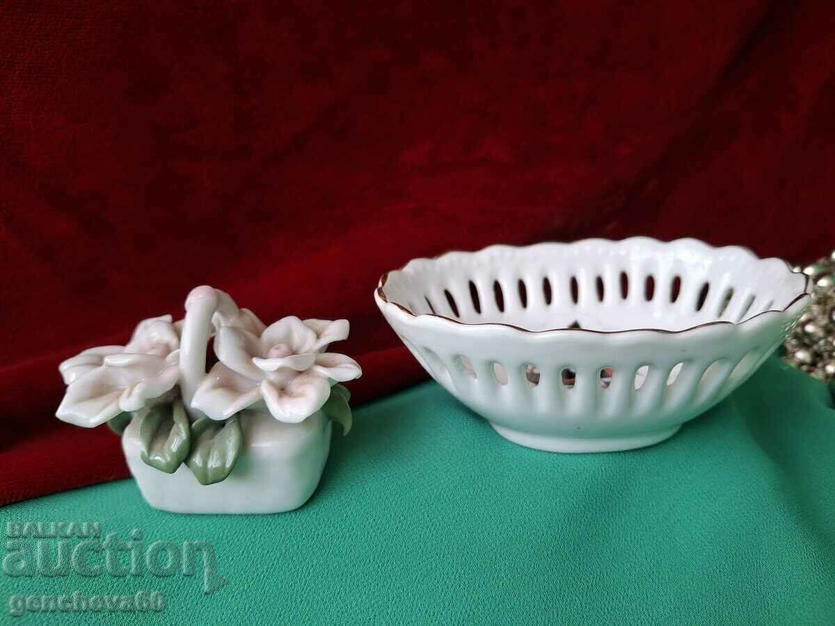 Porcelain basket and saucer - 6 Porcelain basket and saucer - 6